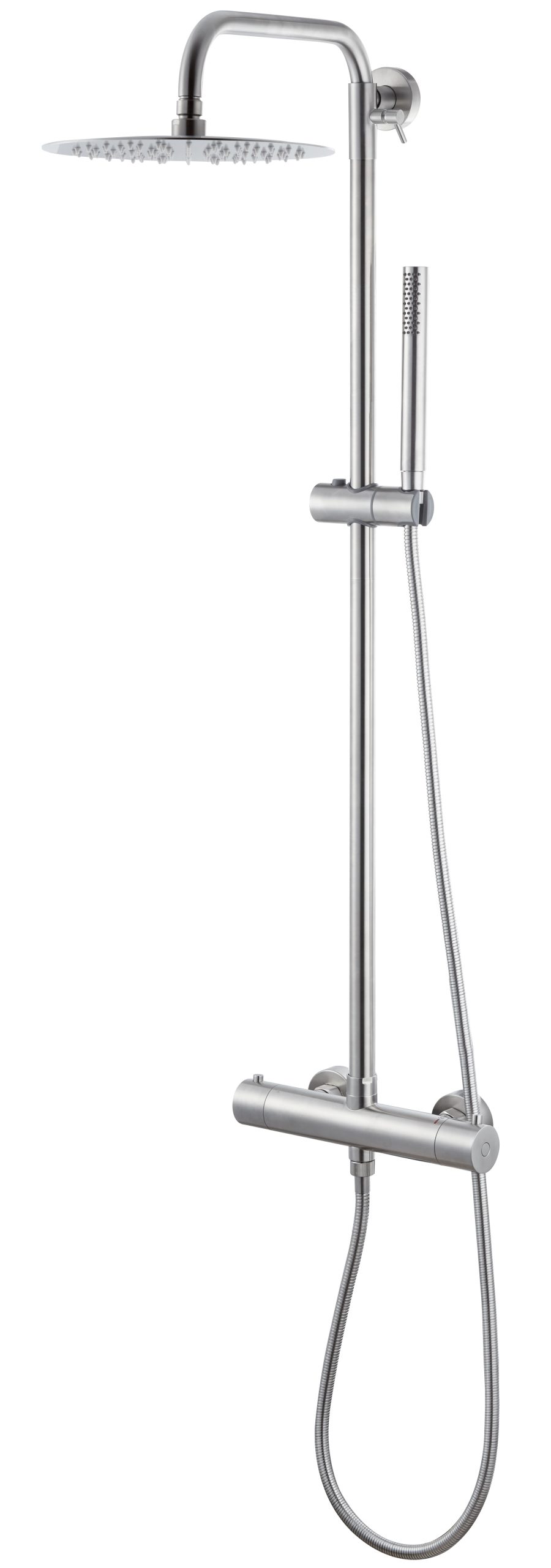 Vema Thermostatic Shower Column w/Fixed Head & Riser St/Steel Kensi