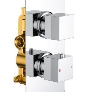 Kuba Thermostatic Twin Shower Valve – Single Outlet