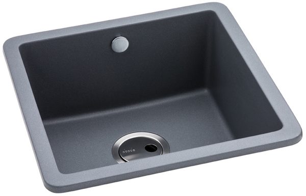 Abode Matrix Sq GR15 1B Granite Inset/Undermount Sink - Grey Metallic - Image 2