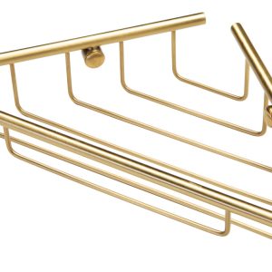Fritillary 1-Tier Corner Shower Caddy – Brushed Brass
