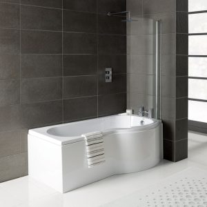 P-Shape 1700×700-850x410mm 0TH Shower Bath  Panel & Screen (RH)