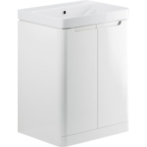 Friston 600mm 2 Door Floor Standing Basin Unit – White Gloss