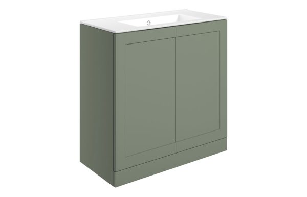 Mayfair 815mm Floor Standing 2 Door Basin Unit & Basin - Matt Reed Green